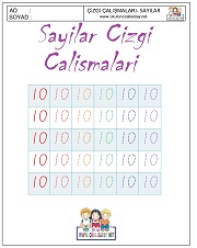 okul öncesi 1 sayısı çizgi çalışması